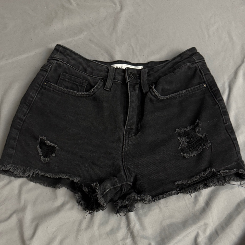 YMI Black Distressed Jean Shorts